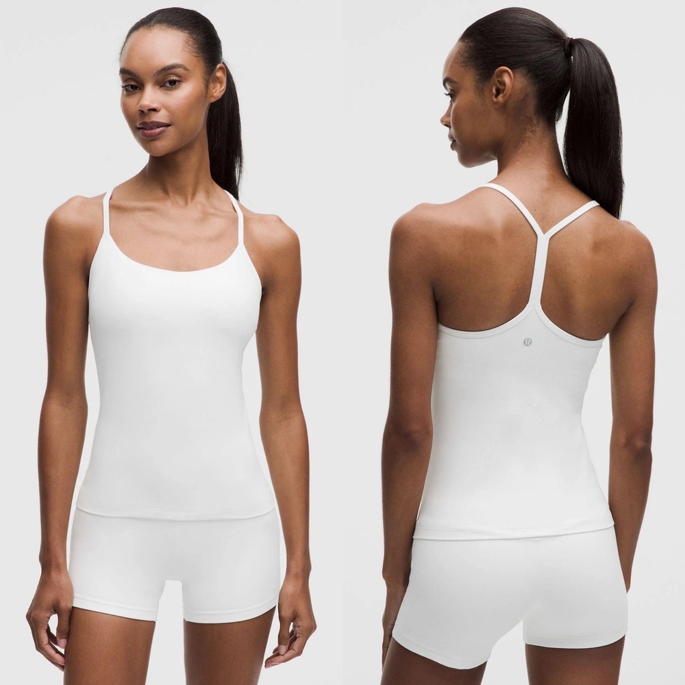Lululemon Flow Y Tank in White Size 12 Athleisure Activewear Workout Essential